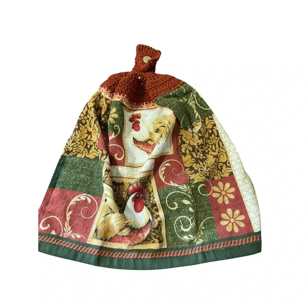 Crochet Top Hanging Kitchen Towel Rooster‎ Farmhouse Country Kitchen